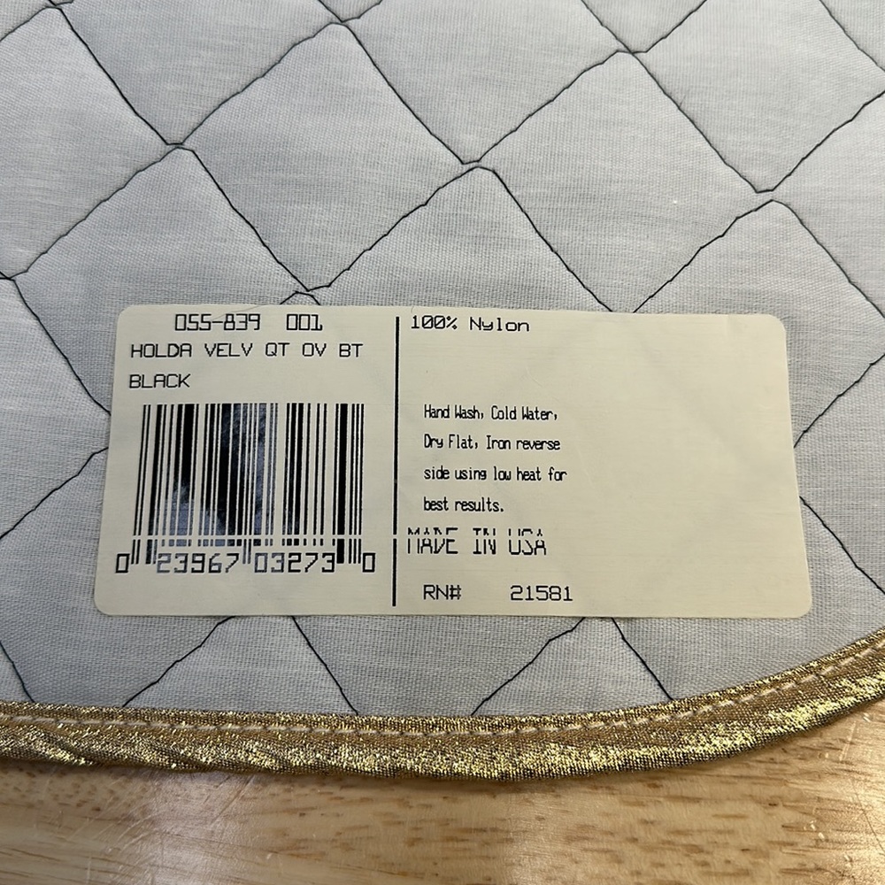 Holiday Velvet Quilted Oval Black Placemats-6 - Picture 2 of 8